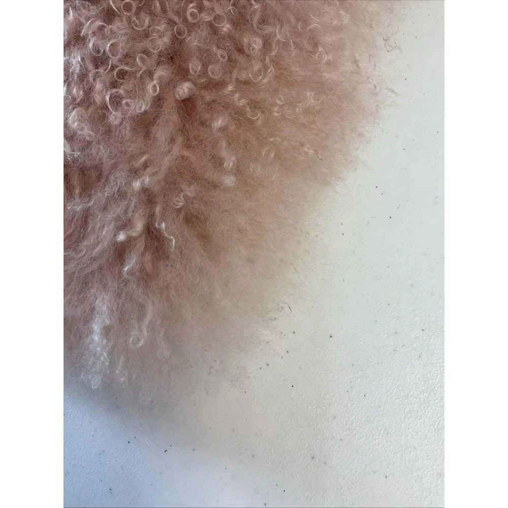 West Elm dyed Lamb Fur‎ Pillow Pink With Insert Shaggy fluffy 16 x 16